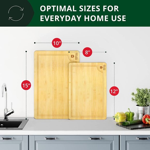 Wood Cutting Board Set of 2 - Bamboo Cutting Board - Kitchen Chopping Board - Picture 7 of 7